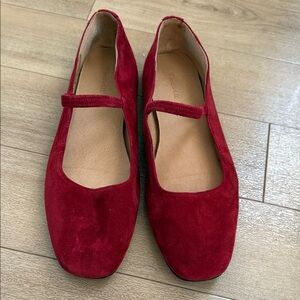 Madewell Red Suede Mary Jane Flats
